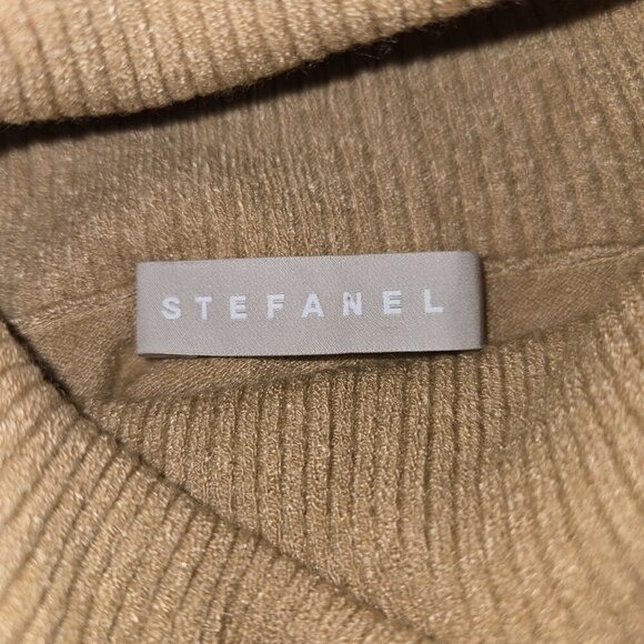 Y2K Stefanel turtle neck Short Sleeve Sweater Dress Tan size EU L, US L - Picture 5 of 12